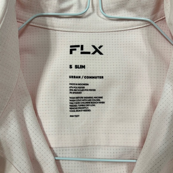 FLX Men’s Slim Fit Dress Shirt Light Pink Long Sleeve Size Small - Picture 3 of 3